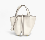 Mid Size Bucket Handbag with lock decoration 軟皮子母袋水桶手提包